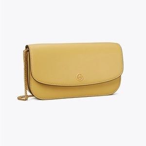 Tory Burch Robinson Chain Wallet Beeswax/Pale Yellow Color